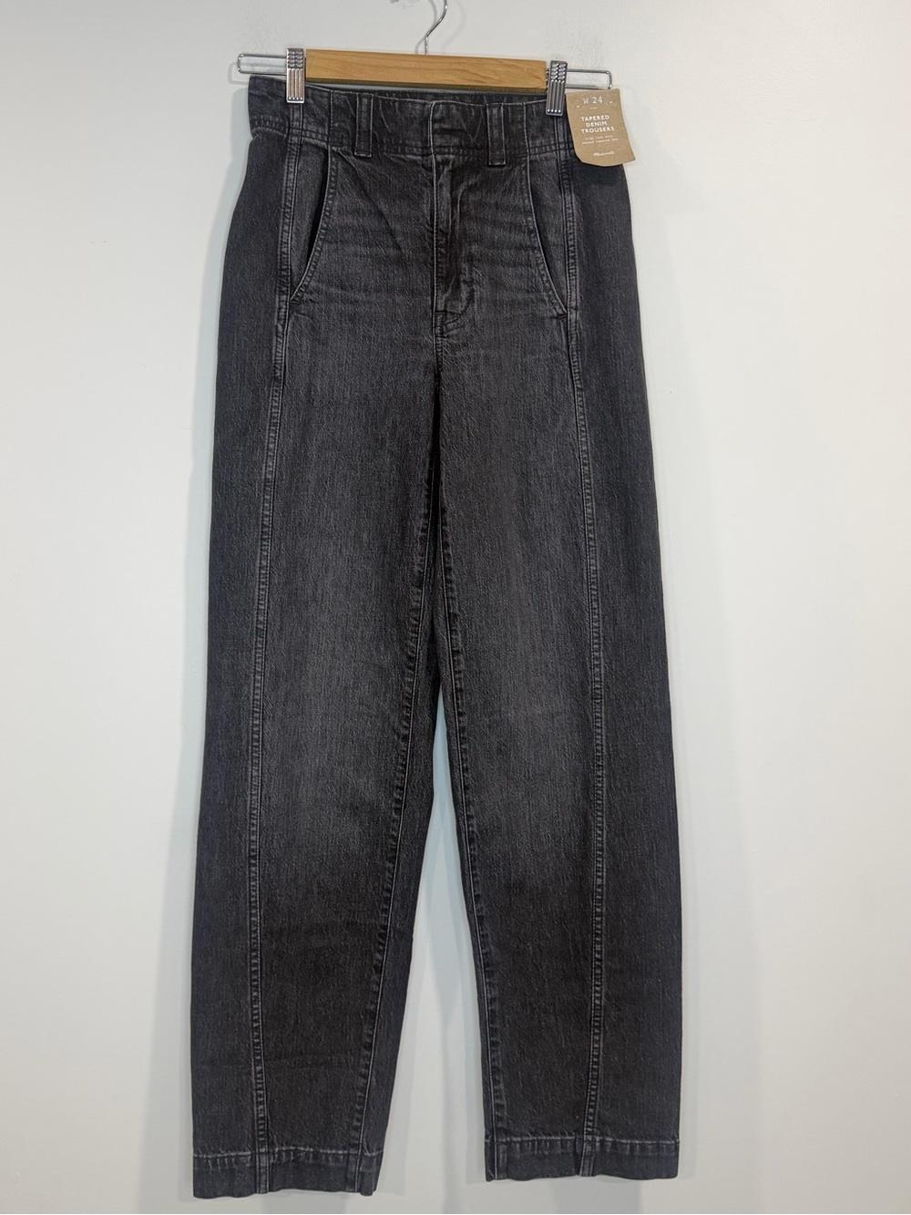 Madewell Womens Tapered Denim Trousers High Rise Seamed Leg Lunar Wash Sz 24 NWT